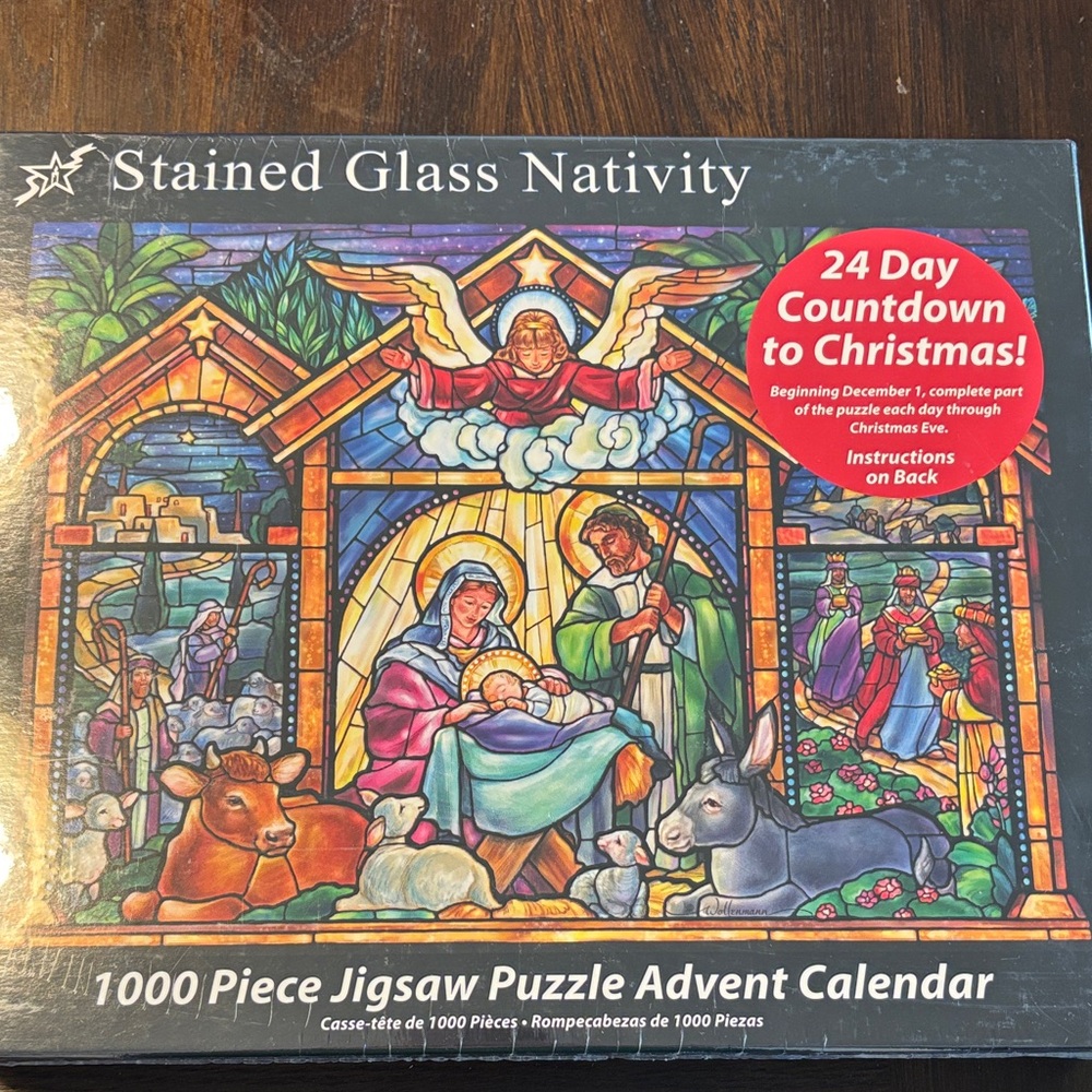 Vermont Stained Glass Nativity Jigsaw Advent Puzzle 1000 Pieces